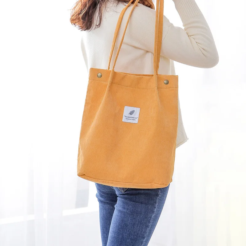 

2022 New corduroy shoulder bag female Korean student canvas bag large capacity women handbag versatile shopping bag