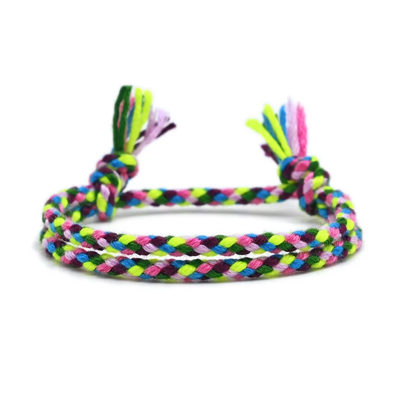 

Braided Women Unisex Cheap Promotional Adjustable Colorful Friendship Rope Handmade Cotton Cord Woven Rope Bracelet, 9differnt colors for your choosing