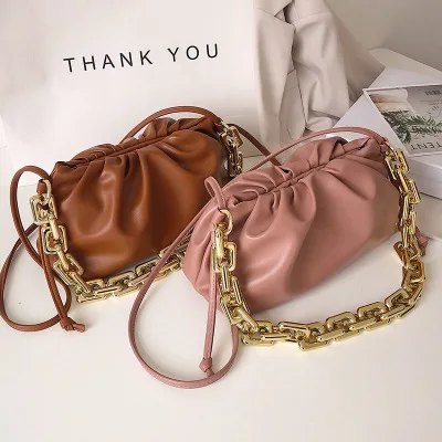 

2020 new fashion women handbag with chain soft leather sling crossbody shoulder bag candy color cloud bag, Red ,brown ,green ,black ,pink ,gray ,khaki