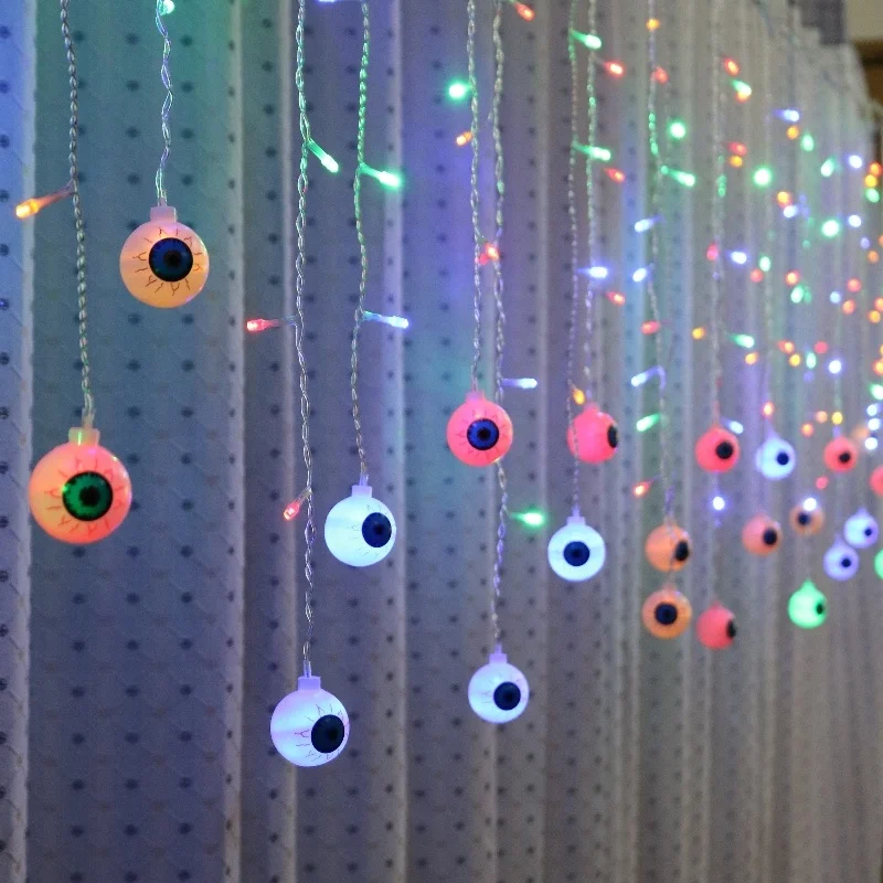 

3.5M 96leds Halloween Pumpkin LED curtain String Lights AC220 Halloween Holiday Christmas Garden Decoration Light