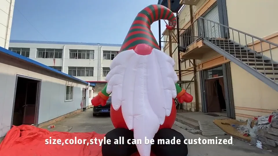 New Year Santa Christmas Giant Inflatable Gnome Lights Up Yard Decor