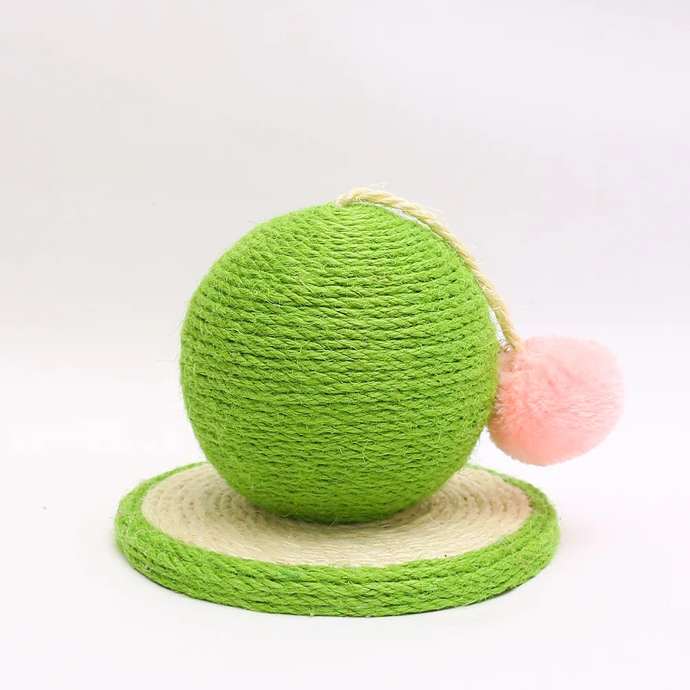 

Durable Wholesale Cactus Ball Shape Sisal Materials Green Cat Scratcher Toys For Cats, 5 colors optional