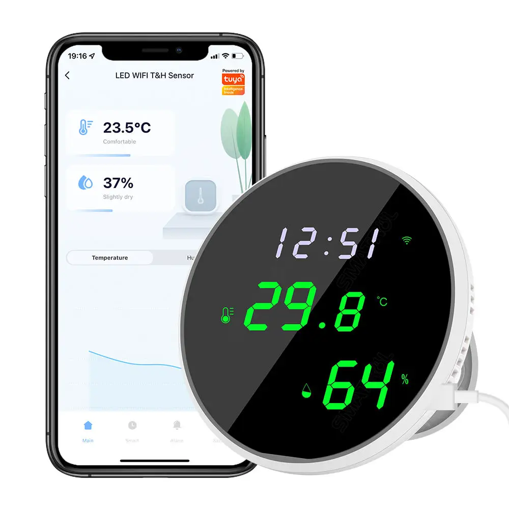 

Tuya wi-fi Smart Life Alexa Google Home Wifi Mirror Screen LED Hygrometer Thermometer humidity and temperature sensor
