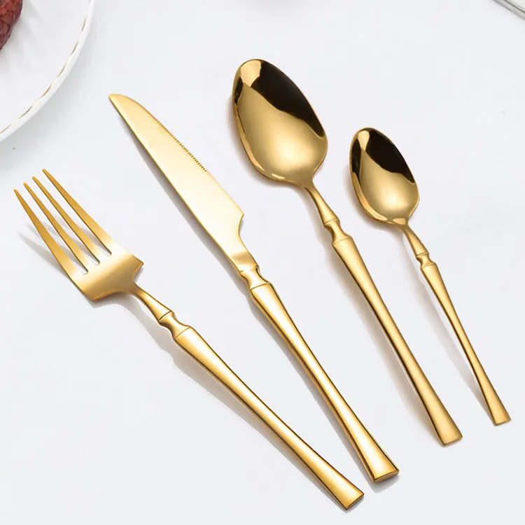 

Stainless Steel Cutlery Knife Fork Spoon Set Western Steak Gold Cutlery Set Silverware Suitable for Wedding Event Gifts