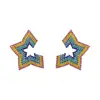 High Quality INS Sale Not Complete Colorful Star Shape Pentagram Stud Earrings Rainbow Crystal Rhinestone Pave Star Stud Earring