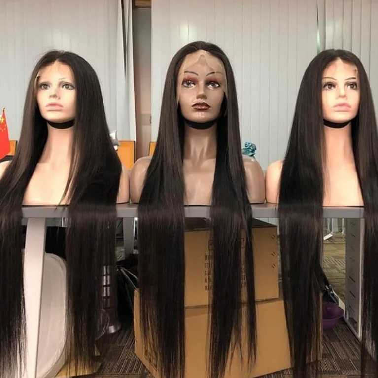 

180% Density Cuticle Aligned Real Human Hair Straight 13x4 Swiss Lace Front Wig For Black Women