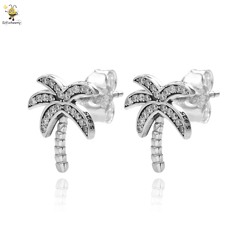 

2021 Fashion 925 Sterling Silver Jewellery Coconut Palm Tree Stud Earrings For Women Girls Jewelry