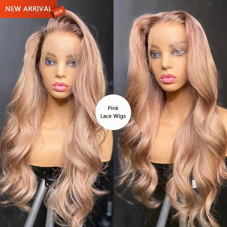 

Colored Pink Ash Blonde 100% Virgin human hair 150% density Transparent Invisible lace frontal wig for Black Woman