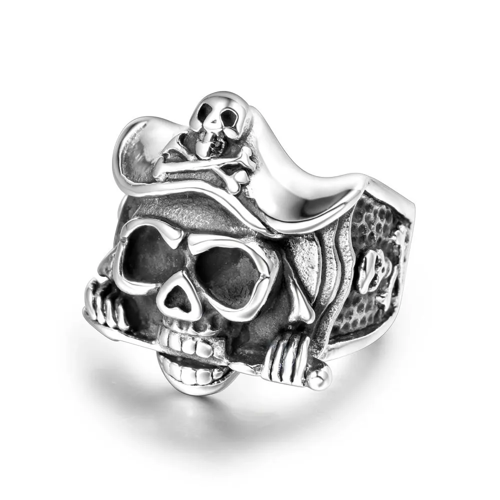 

wholesale titanium steel fashion personality retro men teeth skull head ring rings