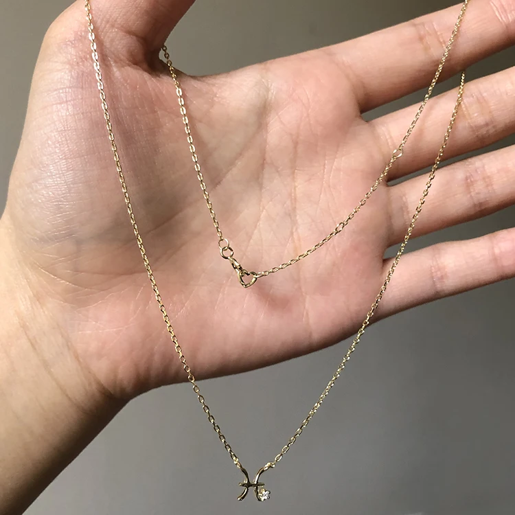

wholesale tiny gold plated 925 sterling silver diamond zodiac constellation pendant necklace
