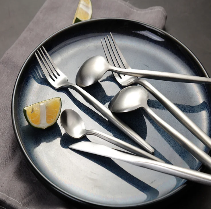 

Matte Gold Silverware Set with black handle, Bysta 20-Piece Stainless Steel Flatware Set, Kitchen Utensil Set Service for 4, Tab, Silver,gold,black