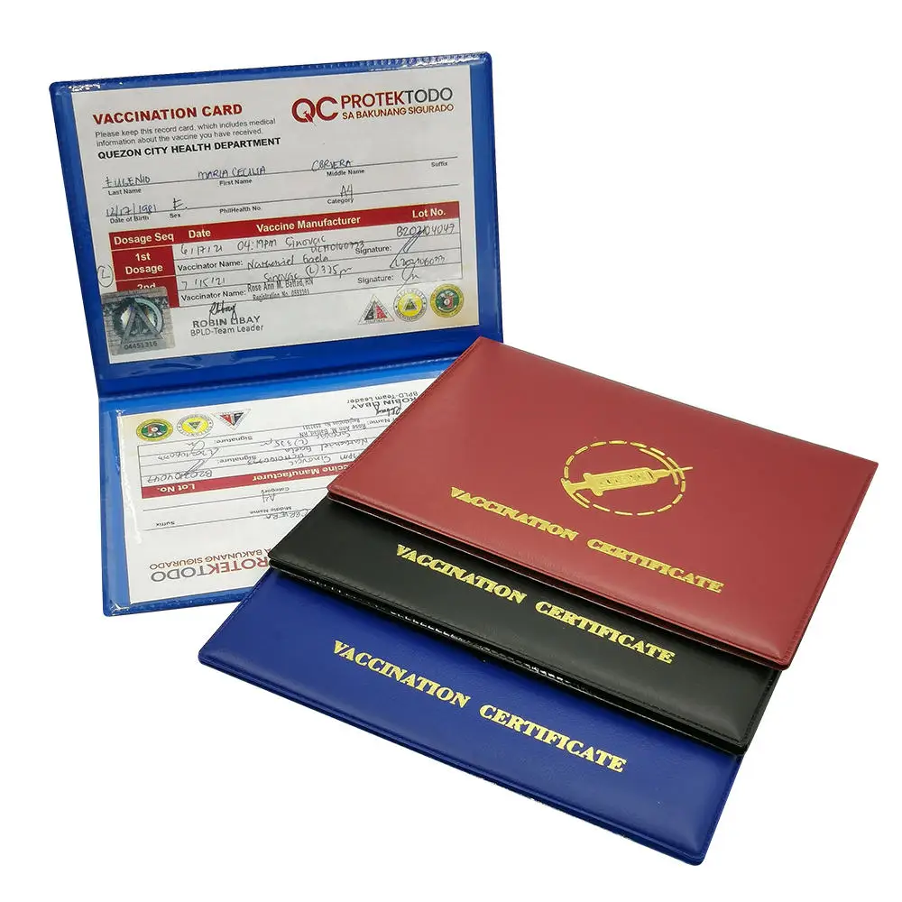 

Wholesale pvc material 6.5*4.5 inch vaccine record certificate card holder protector cover case for Philippines