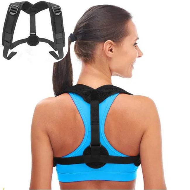 

Hot Sale Adjustable Back Brace Shoulder Belt Posture Support Corrector Band Clavicle Body Posture Corrector for Men and Women, Blue,black