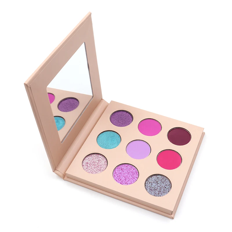 

No animal test pressed shimmer 9 colors eyeshadow powder palette private label glitter eyeshadow