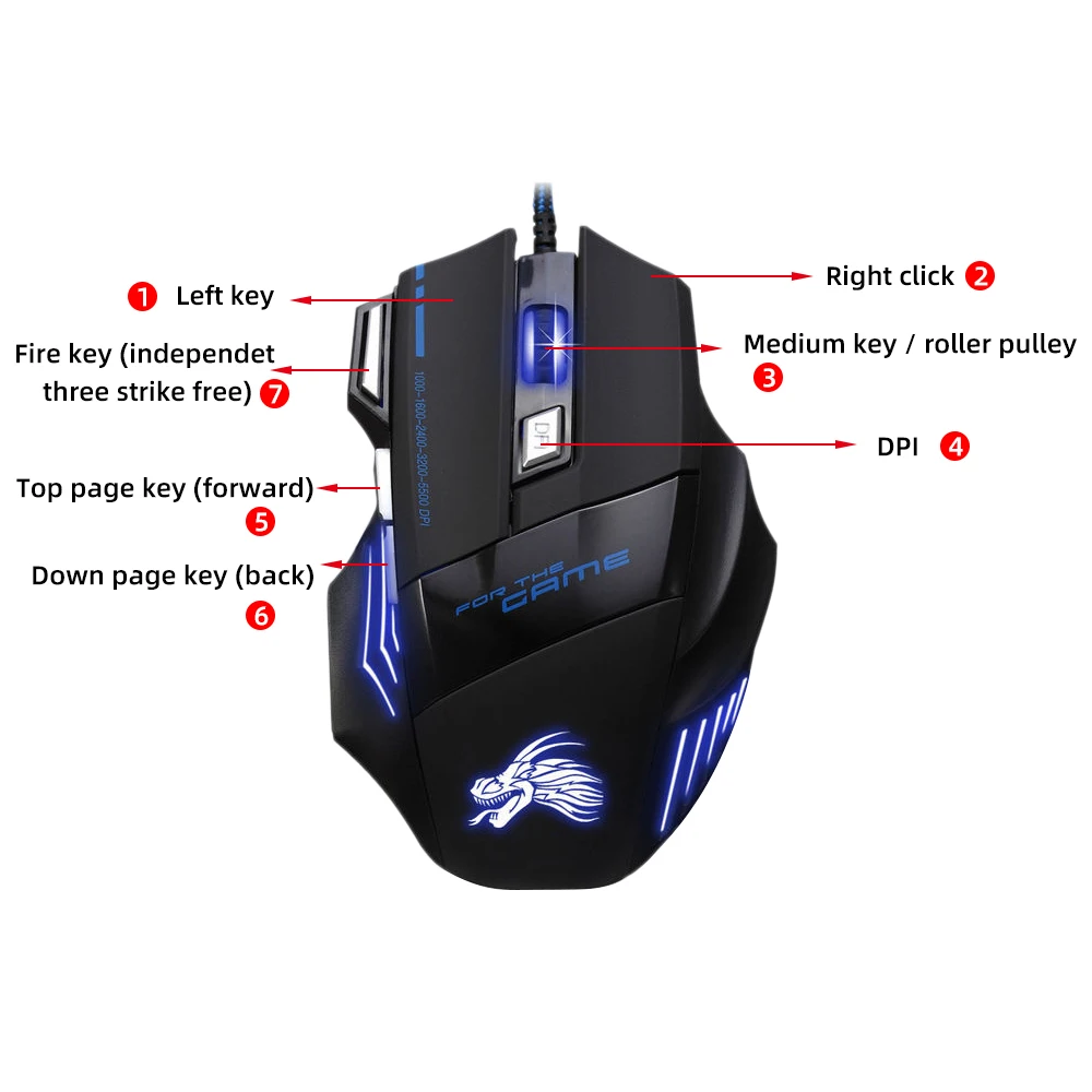 China factory very cheap unique magic pc gamer mouse OEM drivers usb optical 7d gaming mouse with LED light