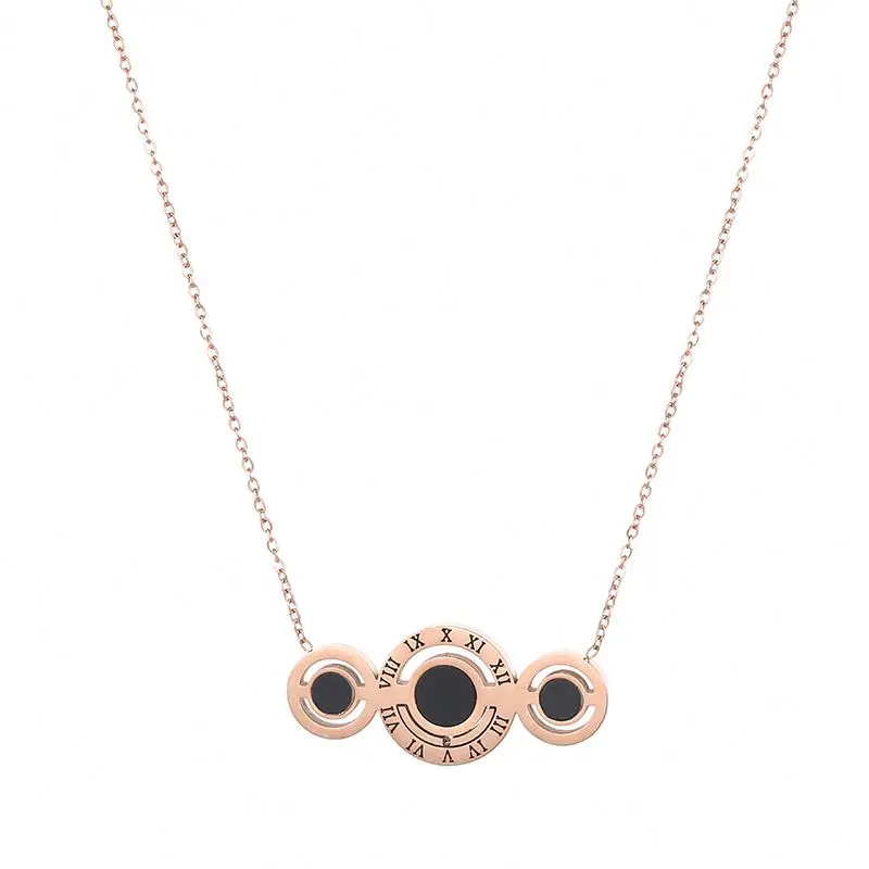 

Manufacturer Price Jewelry Rose Gold Plated Stainless Steel Round Pendant Necklace, Rose gold color
