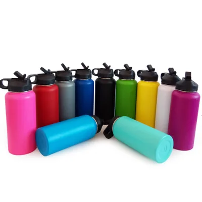 

2019 Hydro Custom Logo Water Bottles 18oz/24oz/32oz/40oz Wide Mouth Vacuum Flask Insulated Stainless Steel Water Bottle with lid, Customized logo