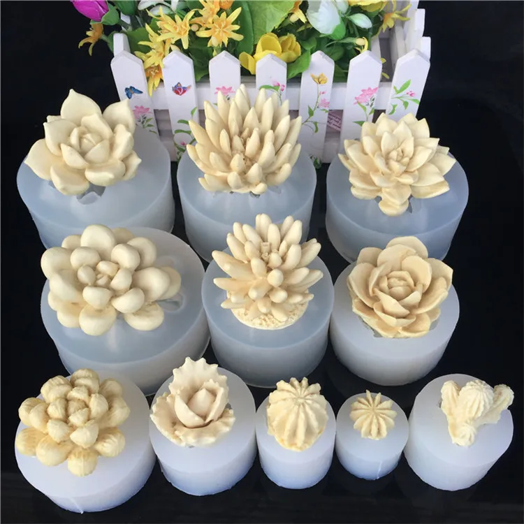 

Silicone fondant molds 3D Succulent Plant Flower Pot Silicone Mold, Random