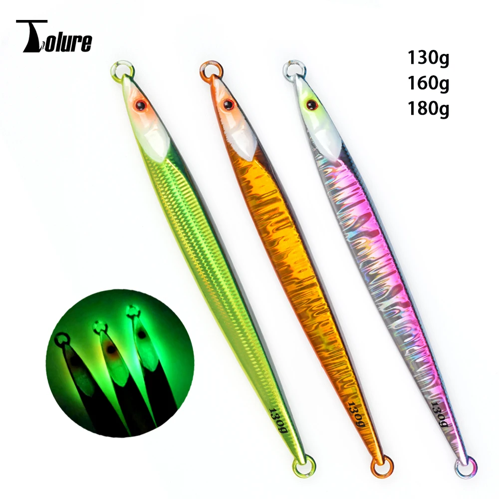 

Toplure luminous head deap sea tuna fast sinking fishing lure metal lead vertical jig jigging lures