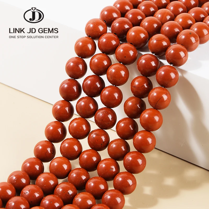 Handmade Bracelet Beads Accessories Gemstone 3-12mm Semi-Finished Natural 5A Smooth Round Red Jasper Beads For Jewelry Making