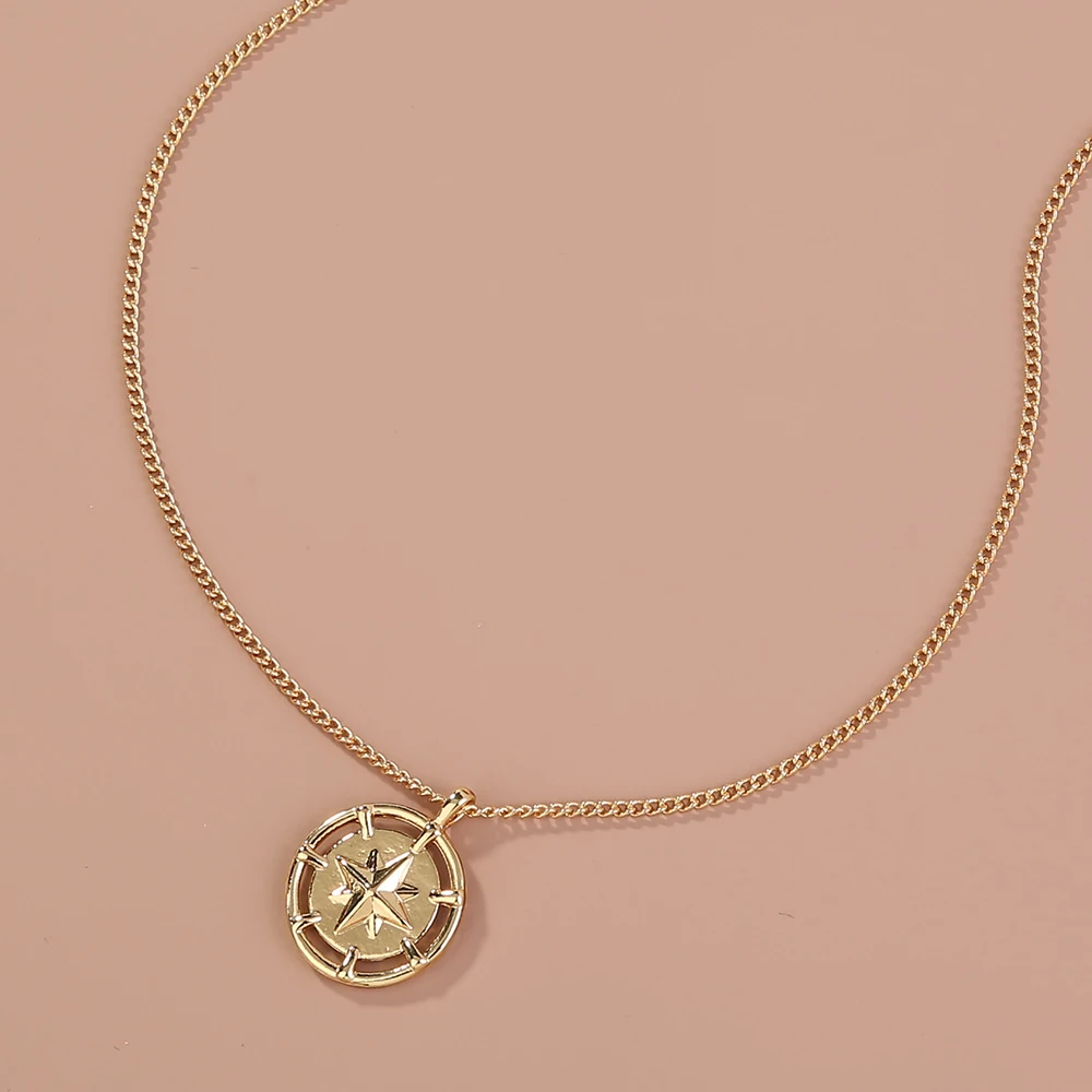 

Retro Design Round Alloy Star Pendant Women's Jewelry Necklace