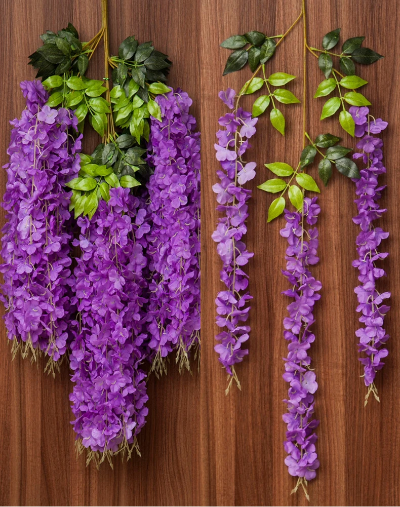 Wholesale Colorful Wedding Silk Artificial Wisteria Flower Hanging Vine