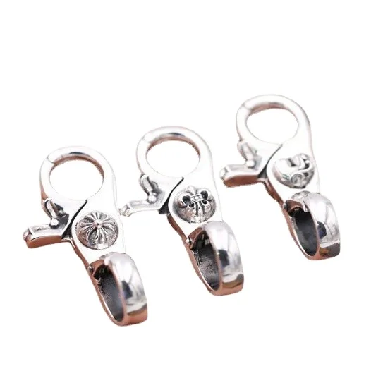 

High stop business simple silver cross key chain Men's personality fashion key ring button head silver waist hanging woman