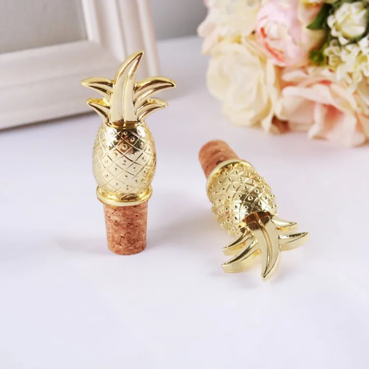 

New Creative Pineapple Shaped Decorative Wine Bottle Stopper Gold Alloy Wine Cork Stoppers