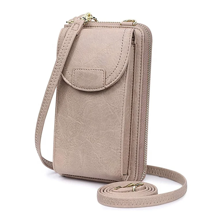 

Amazon Hot Sale Fashion Crossbody Mobile Phone Case Design RFID Blocking Ladies Purse Women PU Leather Wallet