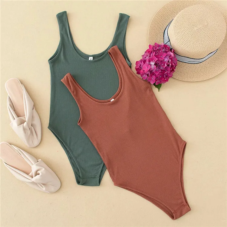 

KY025 New Arrival for Wholesale Clothing High Quality Scoop Neck Sleeveless Women Bodysuit Tops