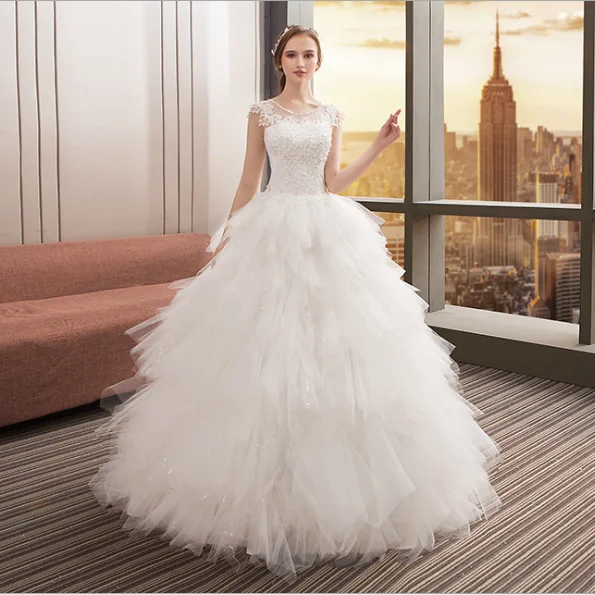 Wholesale Elegant Gauze Wedding Dresses Beaded Wedding Gowns Dress