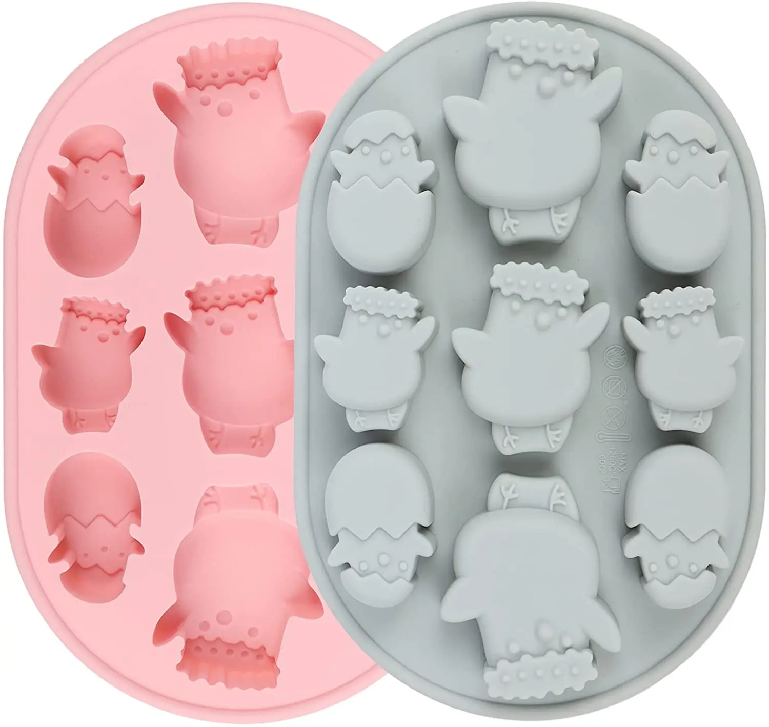 

2 pieces Easter moulds silicone moulds with egg, rabbit, carrot and chicken shapes for candy cake, chocolate and ice