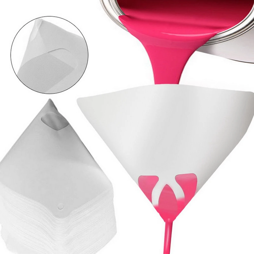 

20/50/100pcs Mesh Paper Paint Strainers Industrial Coating Filtration Conical Mesh Filter Paper Environmental, White