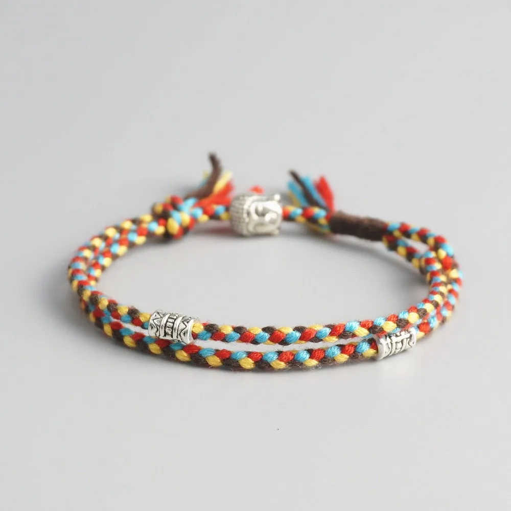 

Buddhist Lucky Woven Amulet Tibet Cord Bracelets & Bangles For Women Men Handmade Rope Buddha Anklet Bracelet