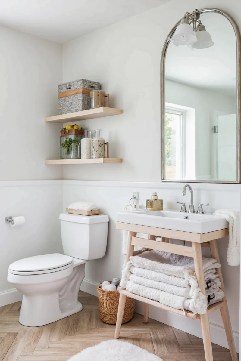 Modern family-friendly bathroom with smart storage solutions