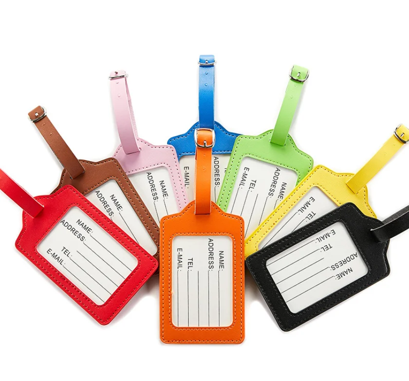

Wholesale Blank Name Faux Pu Leather Travel Luggage Tag, Customized color
