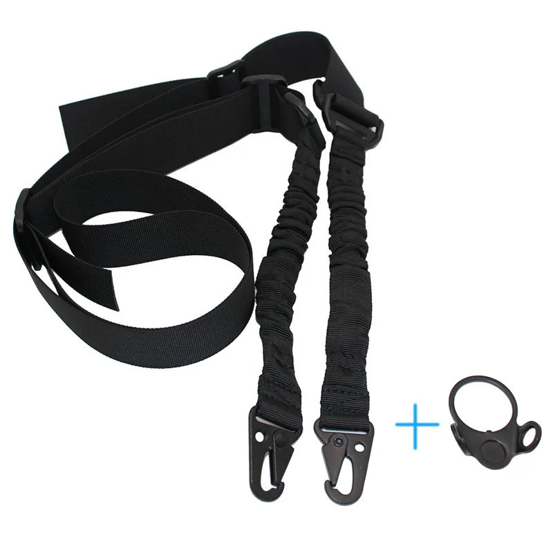 

Hunting Gun Sling straps Tactical Two point sling with Metal Hook Sling + Buffer tube back Plate Retaining ring, Black/green/sand color