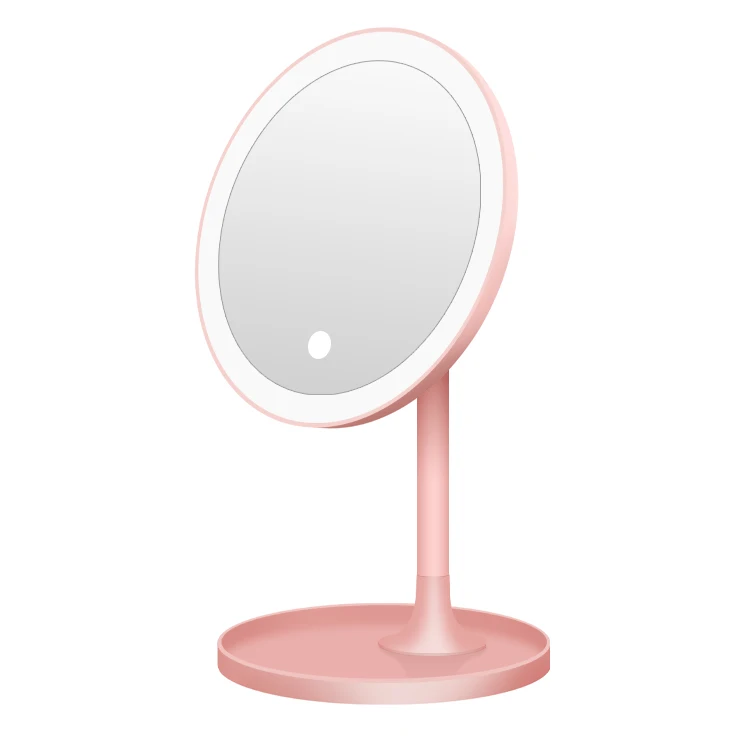 

Hot Selling Stepless Brightness Adjustment Portable Beauty Desktop Touch Screen LED Makeup Mirror, White/pink/red/customized