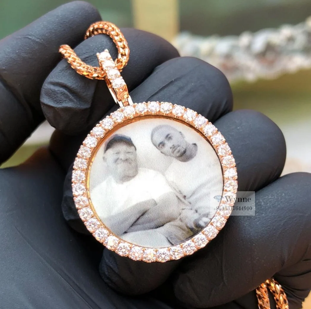 

Memory Photo Pendant Hip Hop Iced Out Moissanite Diamond Photo Custom Pendant