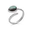 Adjustable Natural Gem Stone Rhodium Planted Color Brass Faceted Abalone Shell Drop Ring Women Jewelry