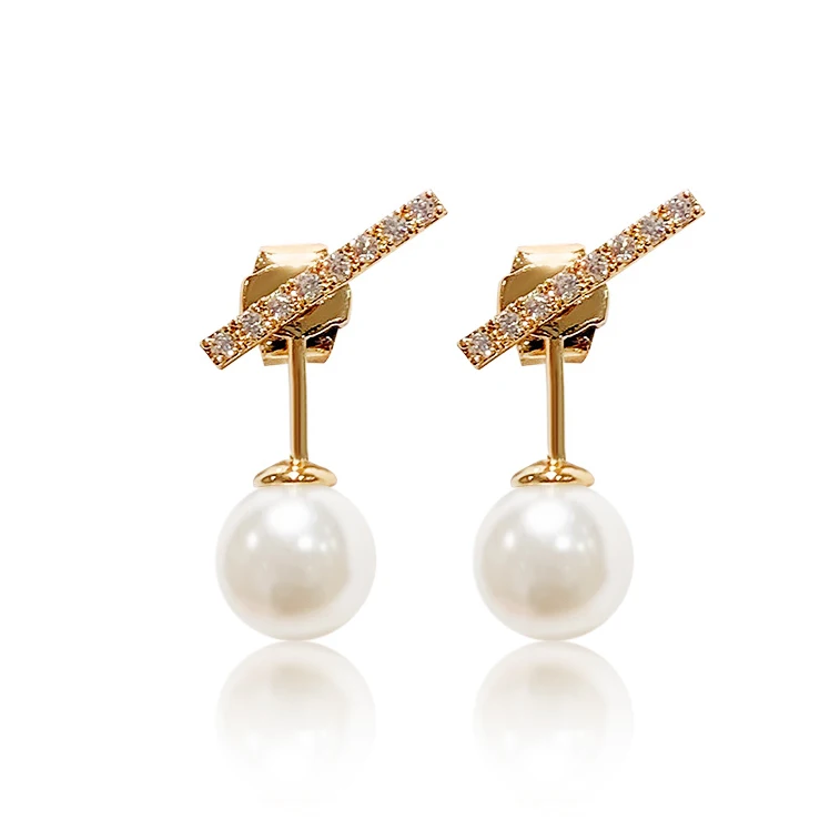 

Charare 18k gold plated pearl and rhinestone stud earrings jewelry