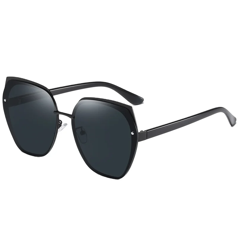 

RENNES [RTS] Stylish metal polarized sunglasses italy design big frame Irregular personality fashion glasses for women, Colorful