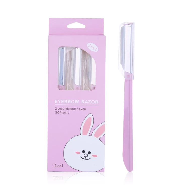 

Pink Eyebrow Knife Hair Remover Machine Eyebrow Private Label Eyebrow Razor Trimmer Set