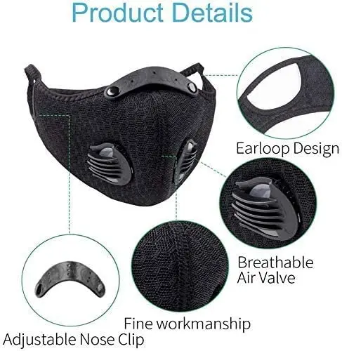 
Washable Reusable Printed Black Sport Custom Fashion Fabric Cotton Face Mask 