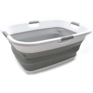 Image of QJMAX Hot Selling Silicone Collapsible Laundry Basket Plastic Folding Clothes Storage Basket