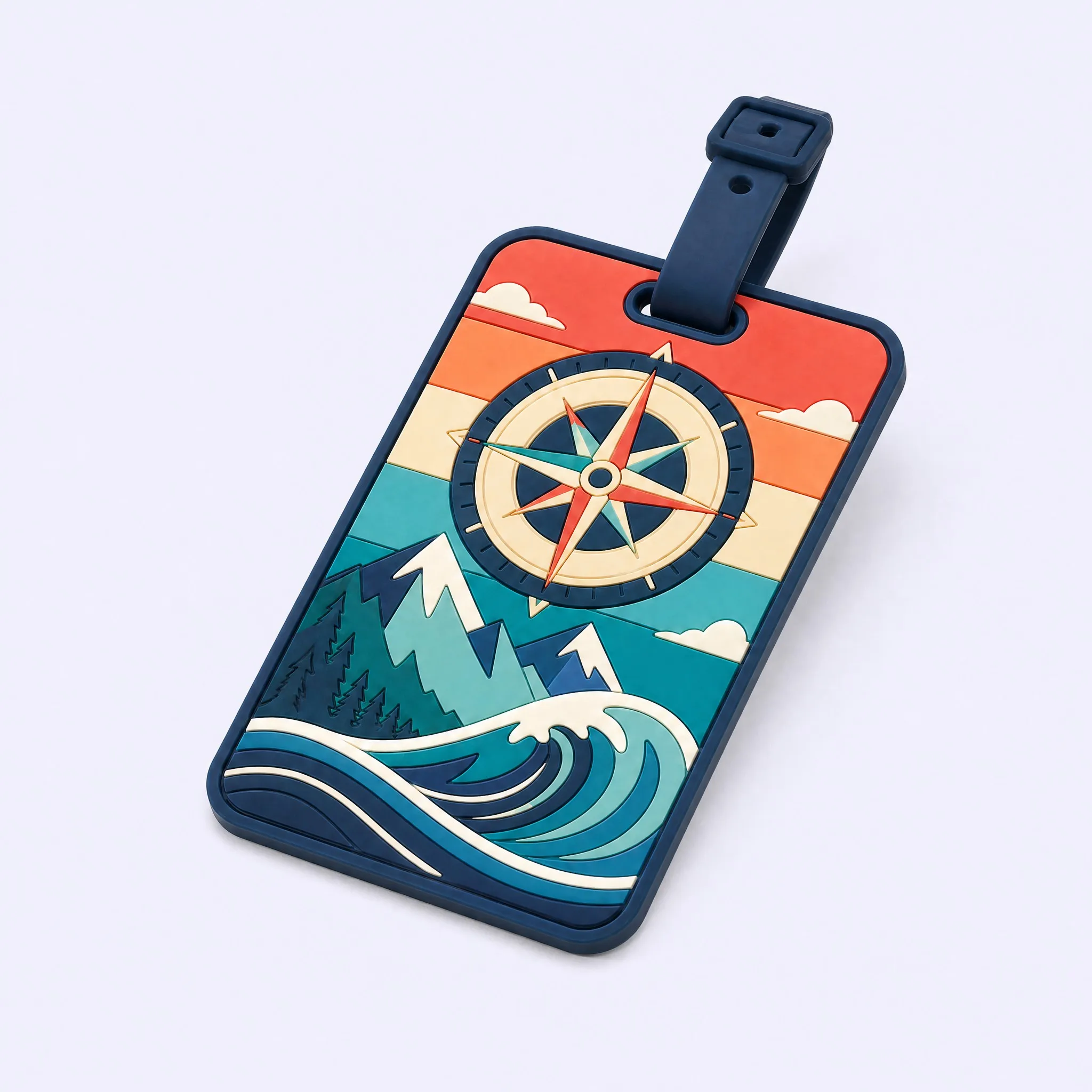 Custom 3D Soft PVC Luggage Tag 45-Degree Isometric Perspective and Sculpted Depth