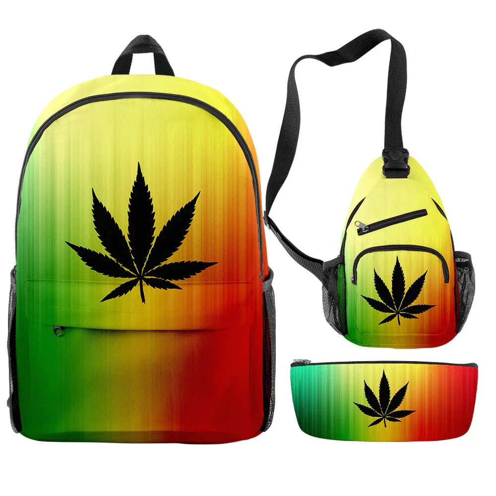 

new Custom Fashion 3pcs sets Herb Weed Cigar Tobacco Circle Backpack for Boys Men Print Bag Laptop Shoulder School Bag Travel, Prink with print