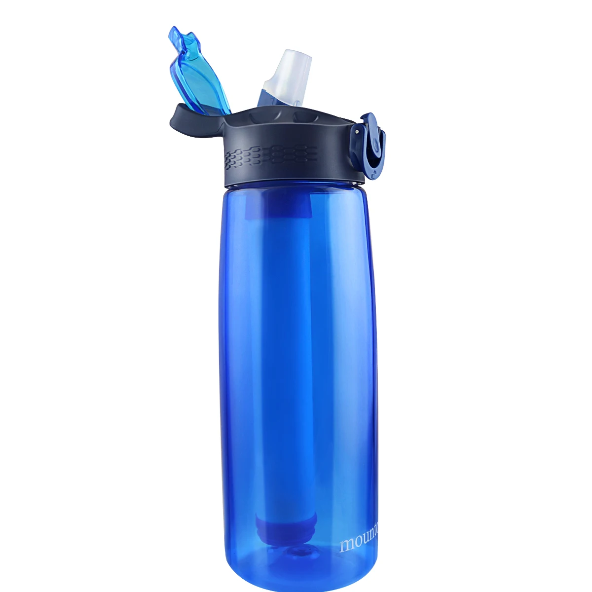 

Alkaline cycling sports bottle portable carbon shaker water filter bottle, Blue;black