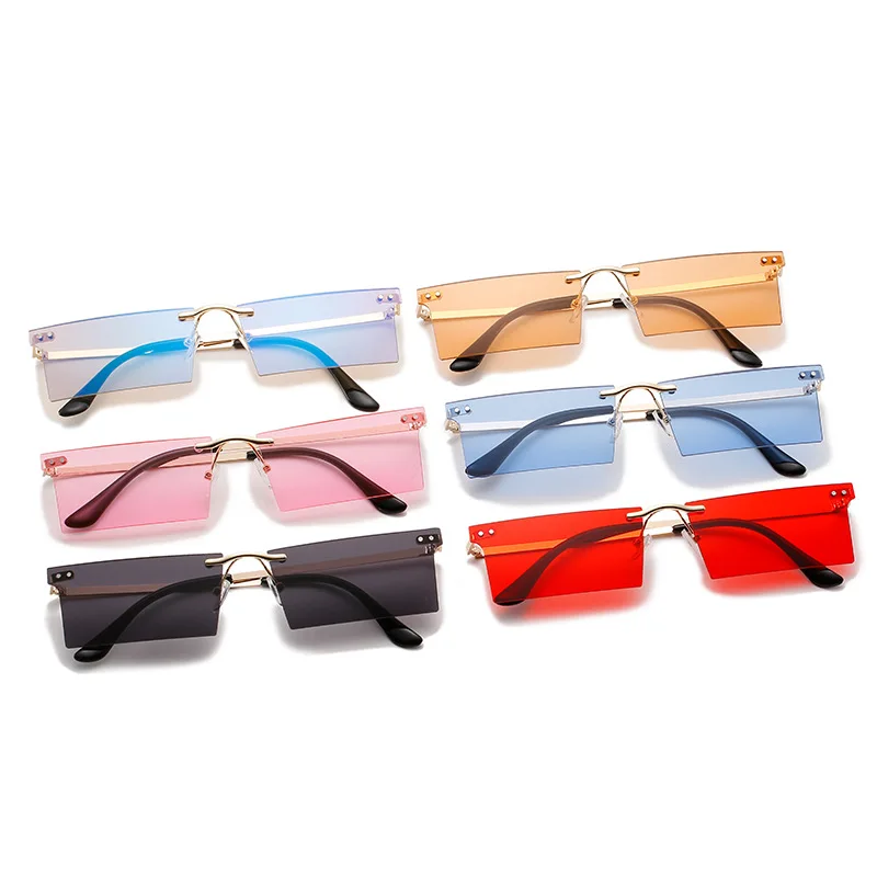 

Fashion cheap low price uv400 sunglasses men women square frameless latest New model sunglasses, 6 color for selection