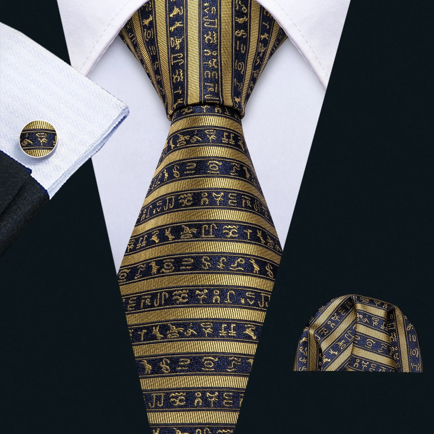 

China Supplier Business Necktie Silk Mens Ties Custom Neck Tie Set, Brown gold